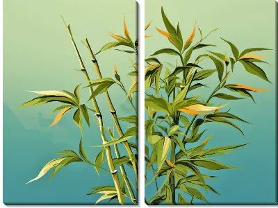 Модульная картина Бамбук в стиле арт №39