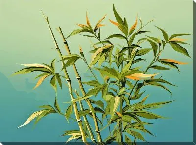 Картина маслом Бамбук в стиле арт №39