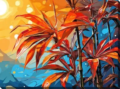 Картина маслом Бамбук в стиле арт №40