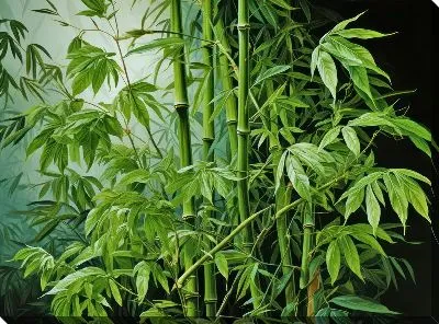 Картина маслом Бамбук в стиле арт №41