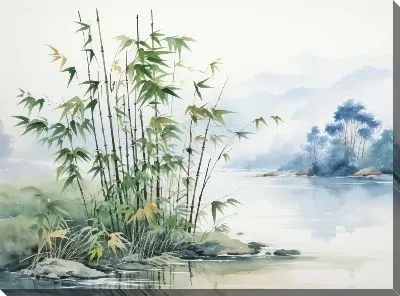 Картина маслом Бамбук в стиле арт №42