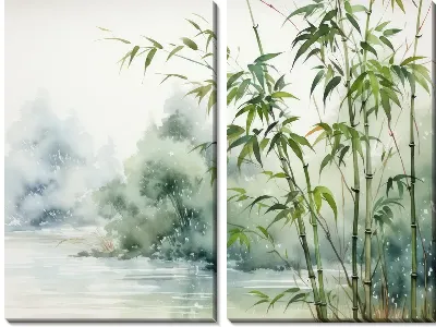 Модульная картина Бамбук в стиле арт №44