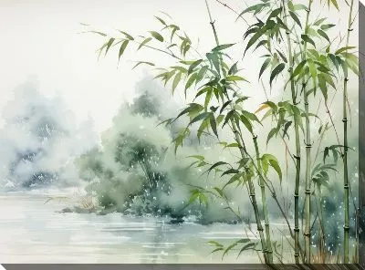 Картина маслом Бамбук в стиле арт №44