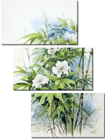 Модульная картина Бамбук в стиле арт №45