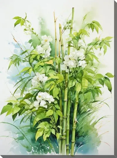 Картина маслом Бамбук в стиле арт №46