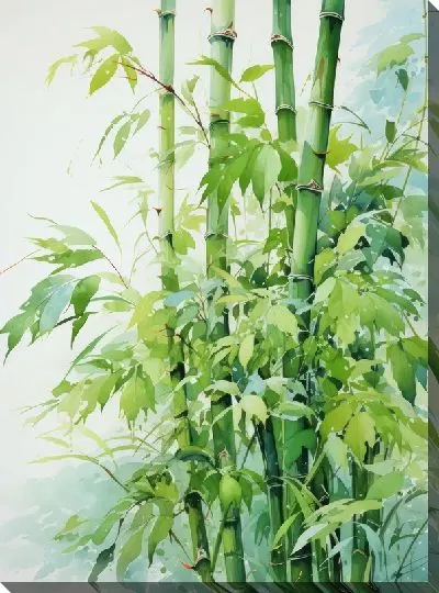 Картина маслом Бамбук в стиле арт №47