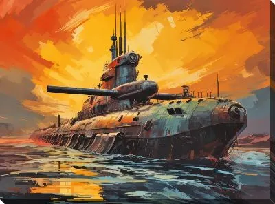 Картина маслом Подводная лодка в стиле арт №1