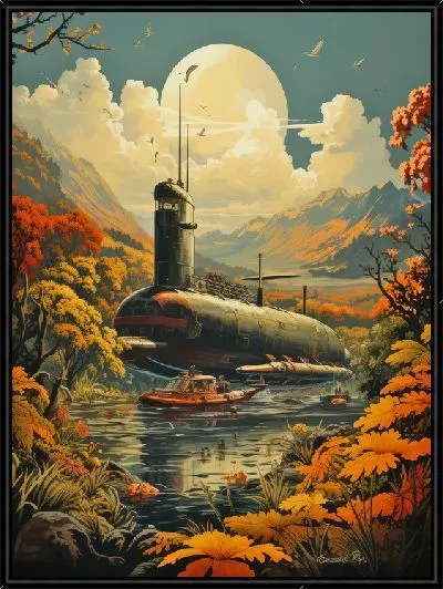 Картина Подводная лодка в стиле арт №2