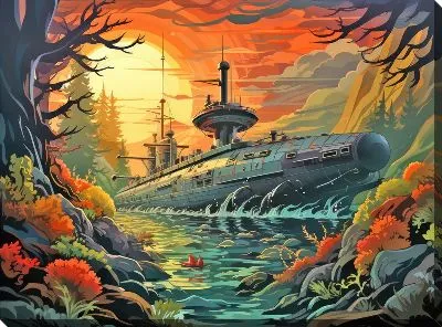 Постер Подводная лодка в стиле арт №4