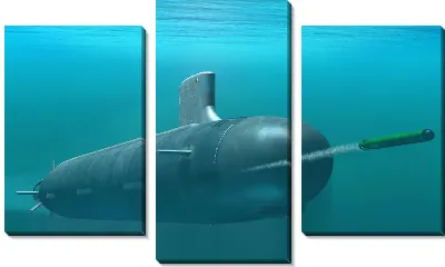Модульная картина Подводная лодка и торпеда