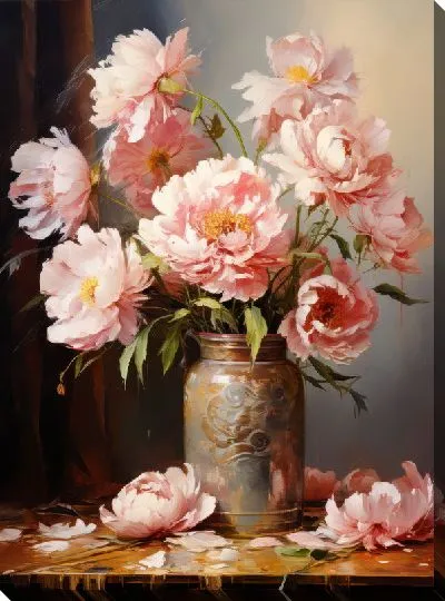 Картина маслом Пионы в вазе №10