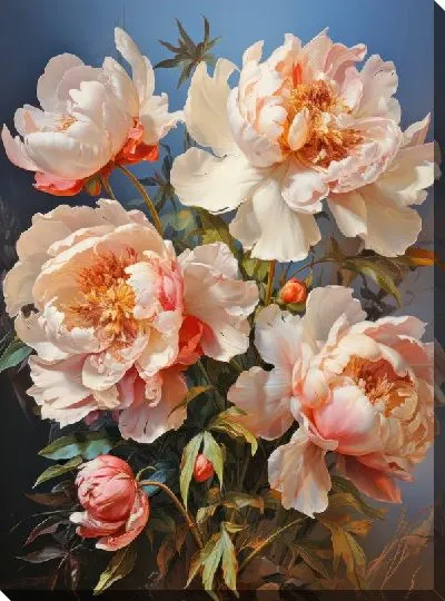 Картина маслом Пионы в стиле арт №13