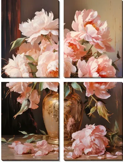 Модульная картина Пионы в вазе №14