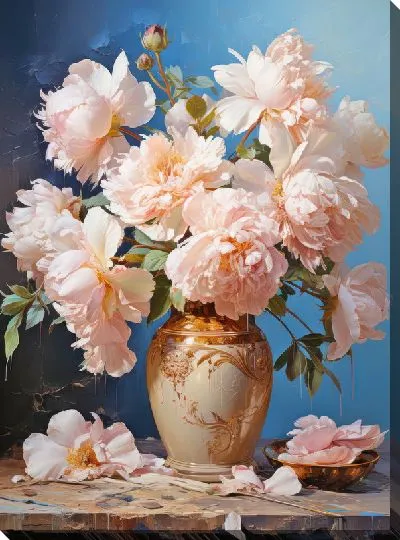 Картина маслом Пионы в вазе №15