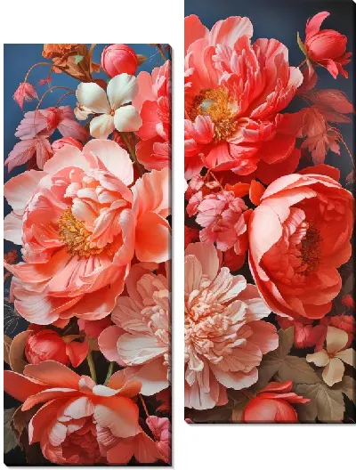 Модульная картина Пионы в стиле арт №17