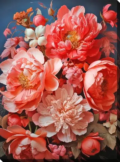 Картина маслом Пионы в стиле арт №17