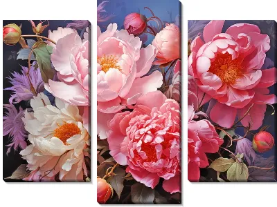Модульная картина Пионы в стиле арт №20