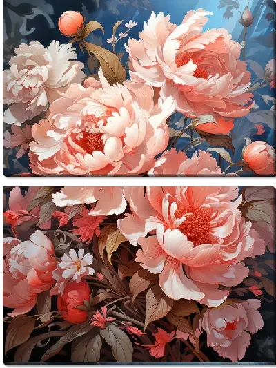 Модульная картина Пионы в стиле арт №22