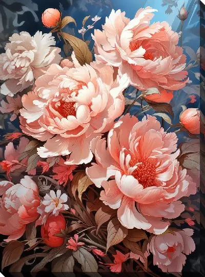 Картина маслом Пионы в стиле арт №22