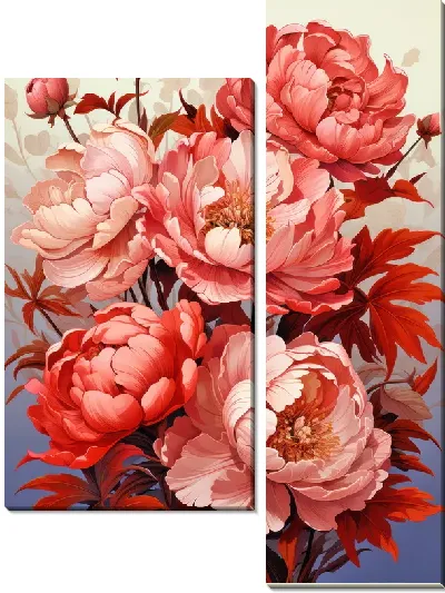 Модульная картина Пионы в стиле арт №23