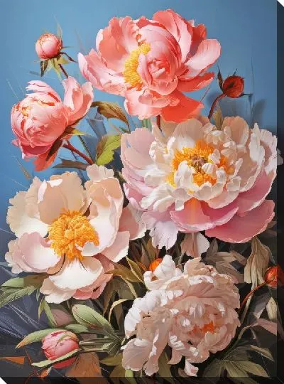 Картина маслом Пионы в стиле арт №26