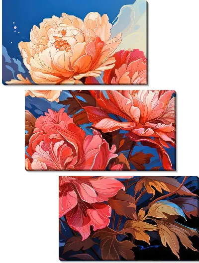 Модульная картина Пионы в стиле арт №33