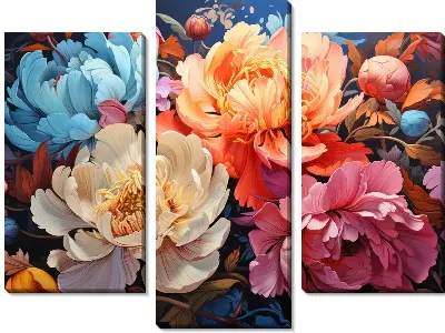 Модульная картина Пионы в стиле арт №35