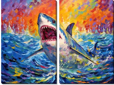 Модульная картина Акула в стиле арт №1