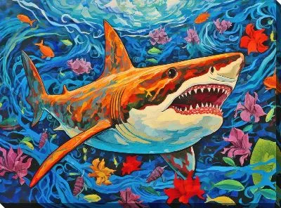 Картина маслом Акула в стиле арт №2