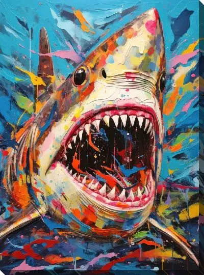 Картина маслом Акула в стиле арт №3