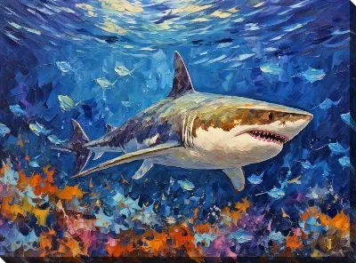 Картина маслом Акула в стиле арт №4