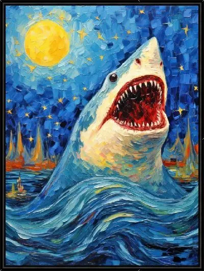 Картина Акула в стиле Ван Гога