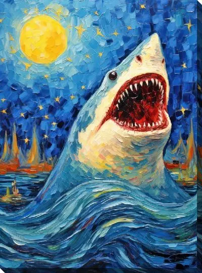 Постер Акула в стиле Ван Гога