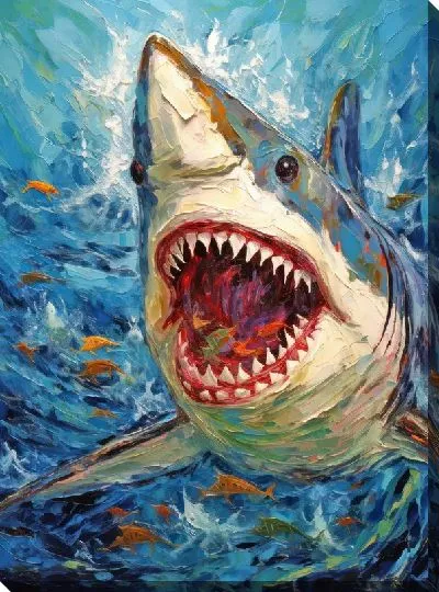 Картина маслом Акула в стиле арт №5