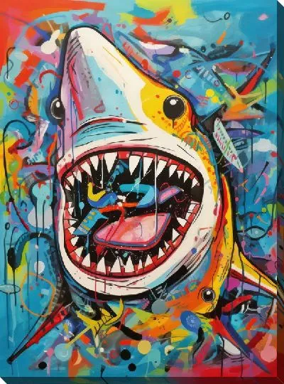 Картина маслом Акула в стиле арт №6