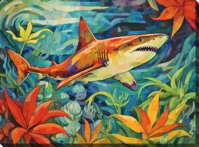 Картина маслом Акула в стиле арт №7