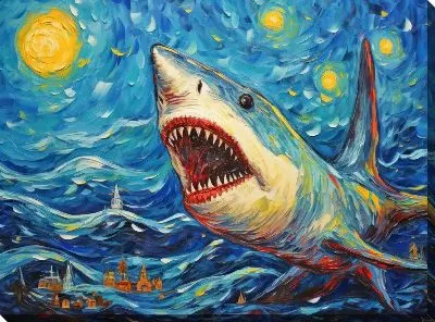 Картина маслом Акула в стиле арт №8