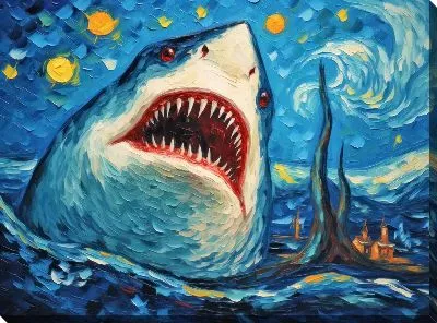 Картина маслом Акула в стиле арт №9