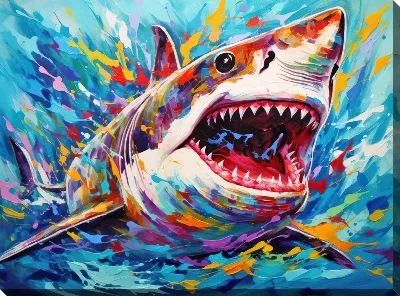 Картина маслом Акула в стиле арт №10