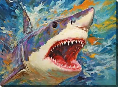 Картина маслом Акула в стиле арт №12