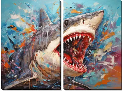 Модульная картина Акула в стиле арт №13