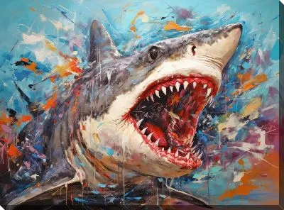 Картина маслом Акула в стиле арт №13