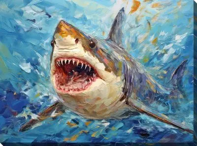 Картина маслом Акула в стиле арт №14