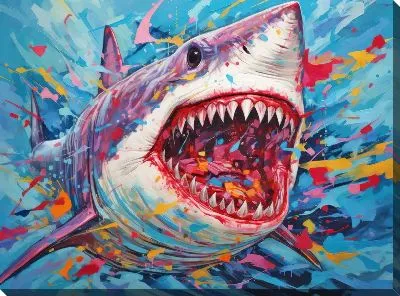 Картина маслом Акула в стиле арт №15