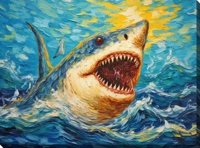 Картина маслом Акула в стиле арт №16