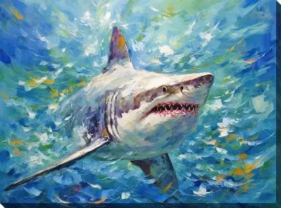 Картина маслом Акула в стиле арт №17