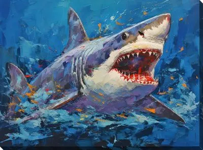 Картина маслом Акула в стиле арт №18