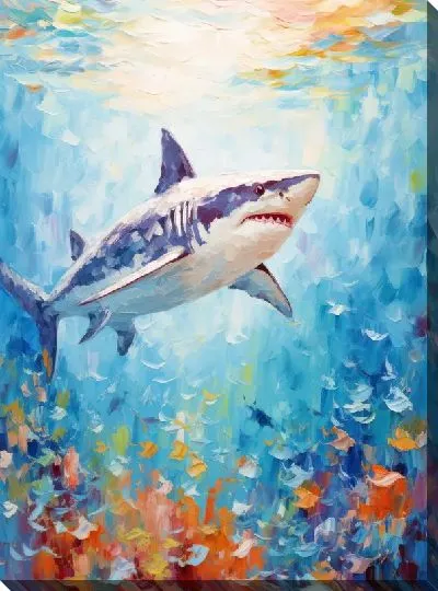 Картина маслом Акула в стиле арт №19