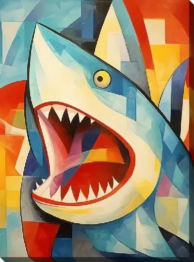 Постер Акула в стиле кубизм