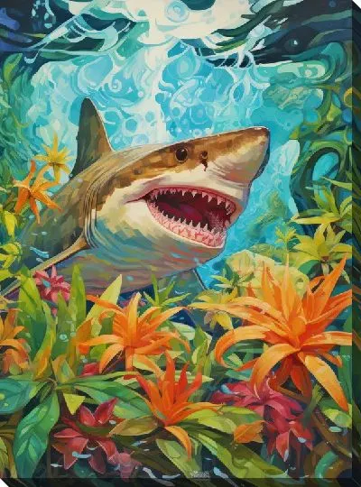 Картина маслом Акула в стиле арт №20